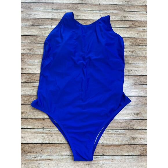 Women's High Neck Medium Coverage One Piece Swimsuit - Kona Sol Blue XL - Picture 3 of 10